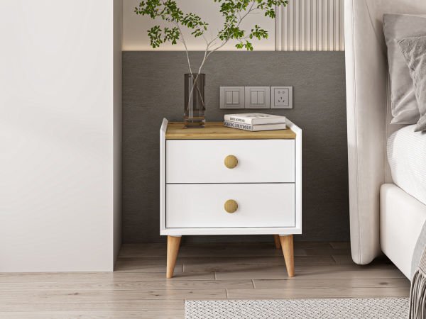 Mitra Nightstand - White/Artisan