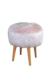 Ecki Round Cylinder Pouf Pink Plush