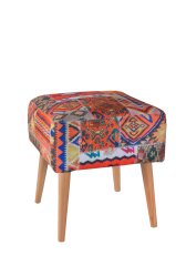 Tommy Kare Puf Turuncu Kilim Desenli