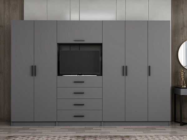 Kale 5 Door 2 Drawer TV Module Cabinet Anthracite