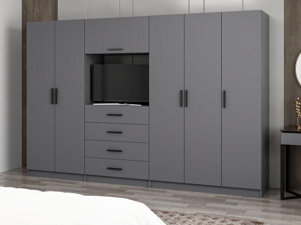 Kale 5 Door 2 Drawer TV Module Cabinet Anthracite