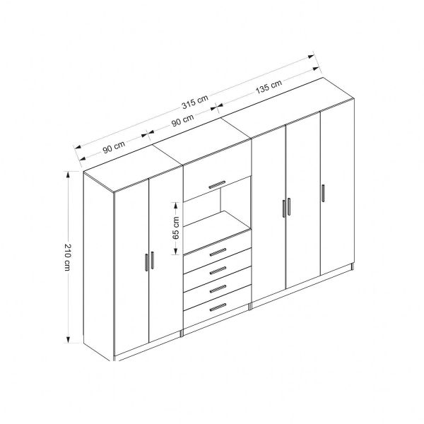 Kale 5 Door 2 Drawer TV Module Cabinet Anthracite