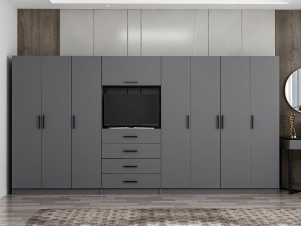 Kale 7 Door 4 Drawer TV Module Cabinet Anthracite