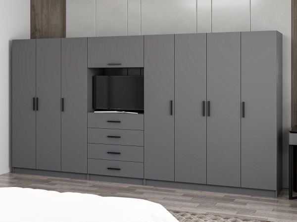 Kale 7 Door 4 Drawer TV Module Cabinet Anthracite