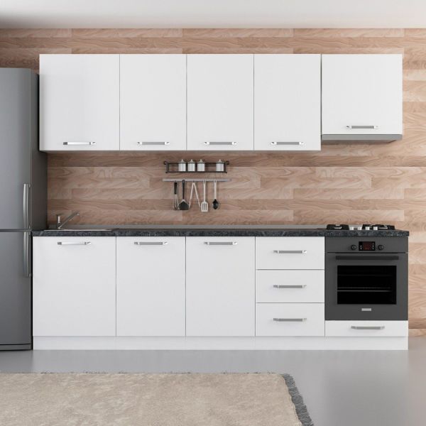 Minar 270 Cm White Kitchen Cabinet 270-B5