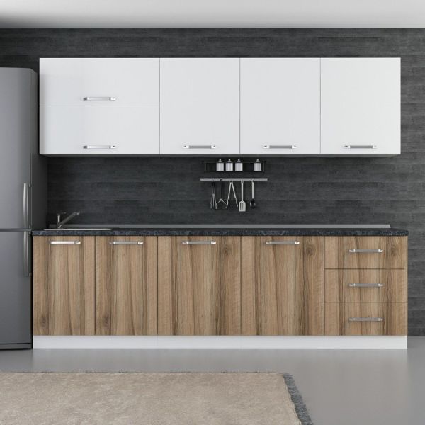 Minar 270 Cm White Kitchen Cabinet Dore 270-D1