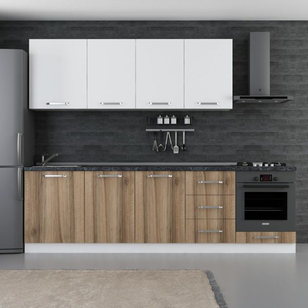 Minar 270 Cm White Kitchen Cabinet Dore 270-D3