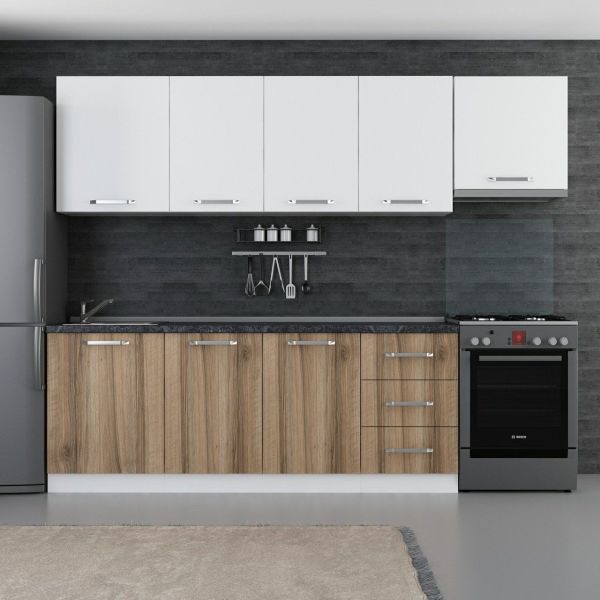 Minar 270 Cm White Kitchen Cabinet Dore 270-D4