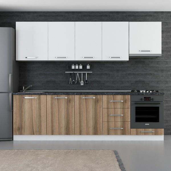 Minar 270 Cm White Kitchen Cabinet Dore 270-D5