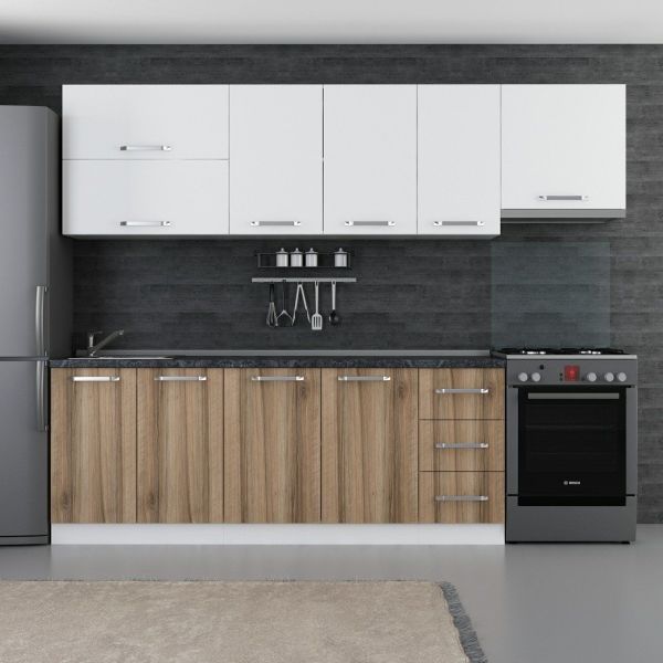 Minar 270 Cm White Kitchen Cabinet Dore 270-D7