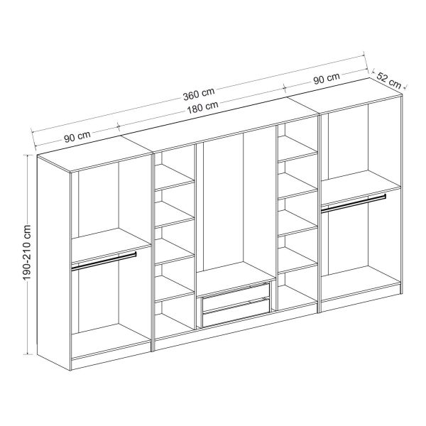 Kale 8 Cover 2A 2Ç Cabinet Anthracite - Mebran Defne Mirror Antr