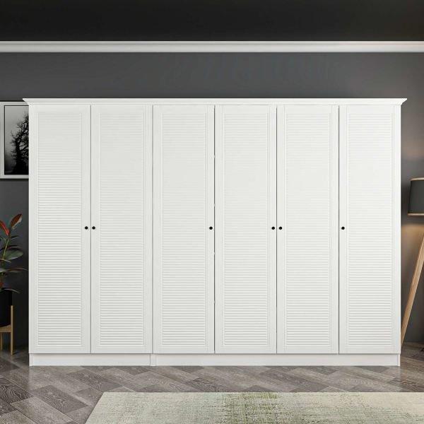 Kale 6 Door 2C Crown Cabinet White Mebrane Shutter White