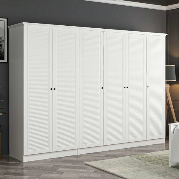 Kale 6 Door 2C Crown Cabinet White Mebrane Shutter White