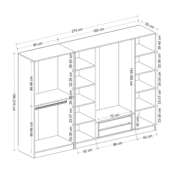 Kale 6 Door 2C Crown Cabinet White Mebrane Shutter White