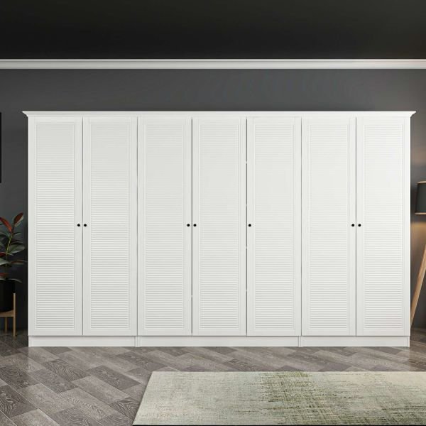 Kale 7 Door 2C Crowned Cabinet White Mebrane Shutter White