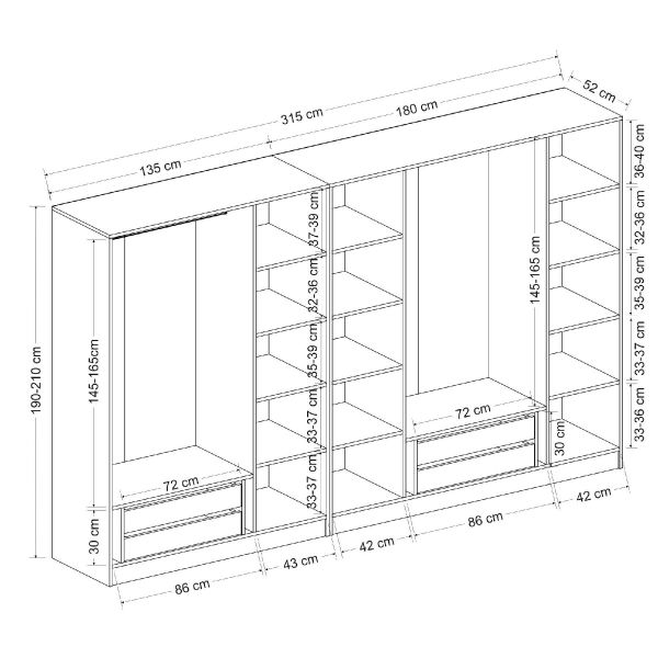 Kale 7 Door 4C Crowned Cabinet Anthracite Membrane Shutter Anthracite