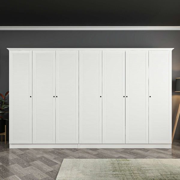 Kale 7 Door 4C Crowned Cabinet White Mebrane Shutter White