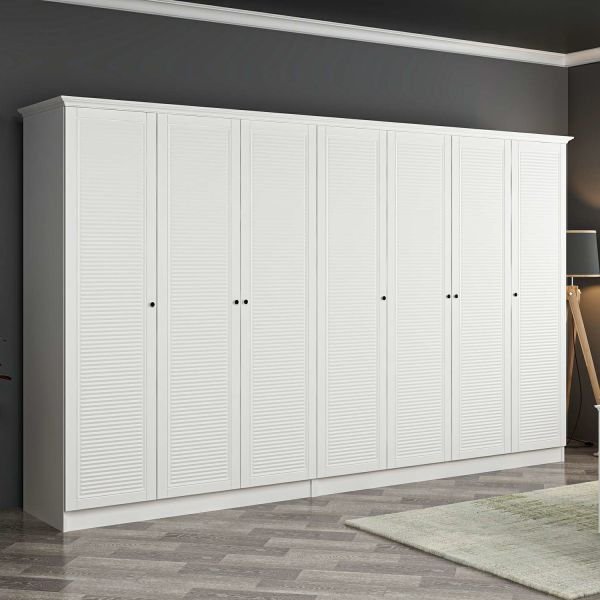 Kale 7 Door 4C Crowned Cabinet White Mebrane Shutter White