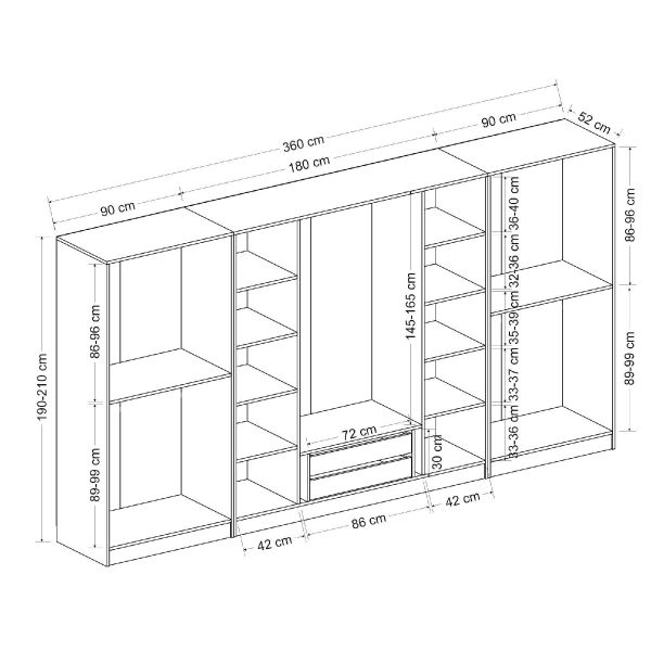 Kale 8 Door 2C Crowned Cabinet Mebran Spring Anthracite