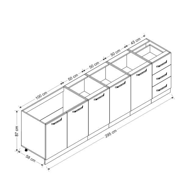 Minar 295 Cm Mutfak Dolabı Beyaz 295-B2-Alt Modül
