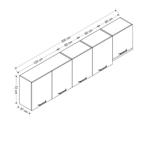 Minar 300 Cm Mutfak Dolabı Beyaz 300-B11-Üst Modül