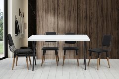 Brayn Dining Table Set White Wooden Ayk. Tel Sand. White 4 pcs.