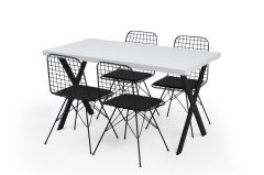 Brayn Dining Table Set White Wire Chair 4 Pcs.