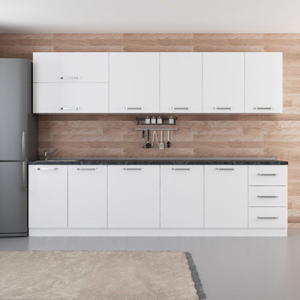 Minar 295 Cm White Kitchen Cabinet 295-B1