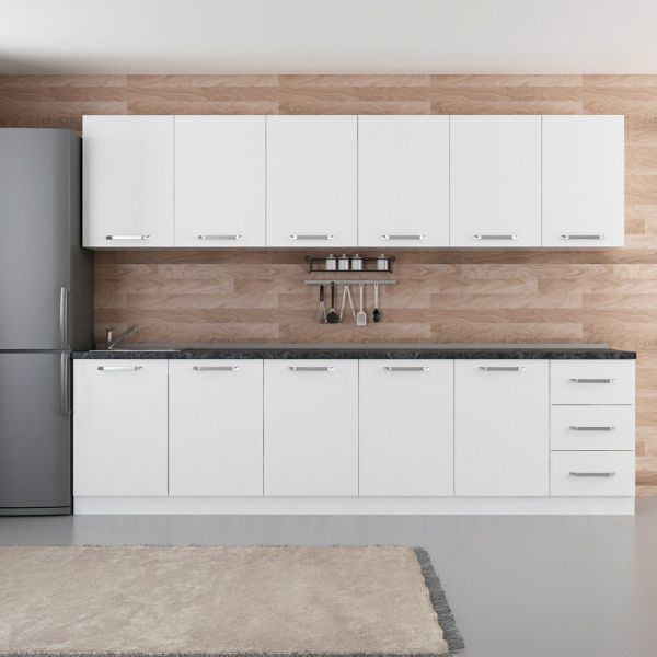 Minar 295 Cm White Kitchen Cabinet 295-B2