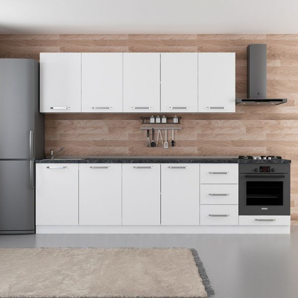 Minar 295 Cm White Kitchen Cabinet 295-B3