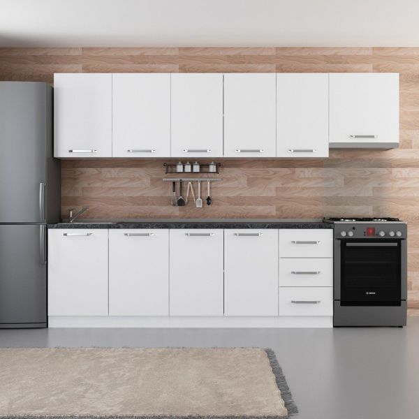 Minar 295 Cm White Kitchen Cabinet 295-B4