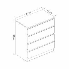 Minar Güneş 4 Drawer Dresser - White