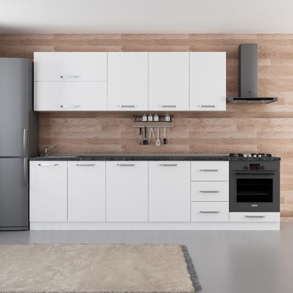 Minar 295 Cm White Kitchen Cabinet 295-B6