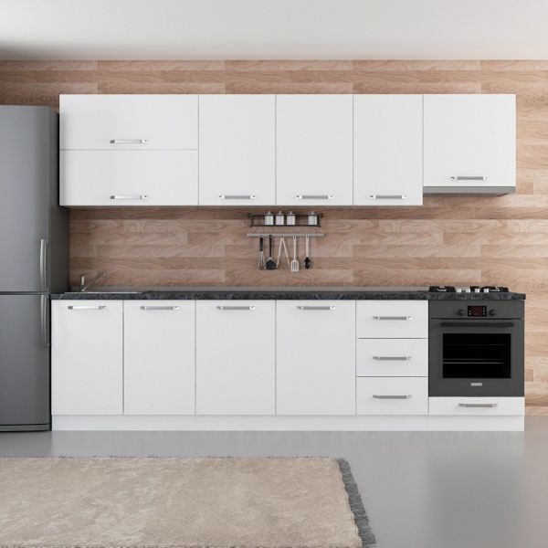 Minar 295 Cm White Kitchen Cabinet 295-B8