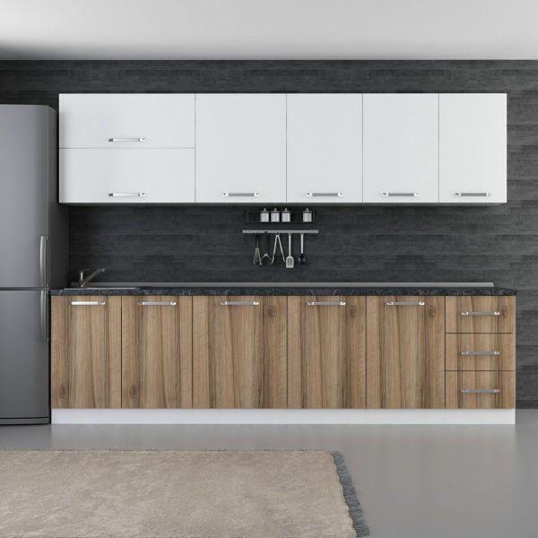 Minar 295 Cm White Kitchen Cabinet Dore 295-D1