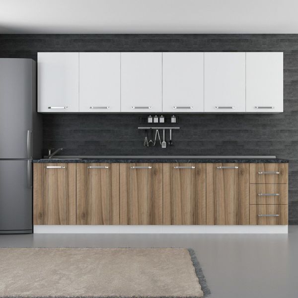 Minar 295 Cm White Kitchen Cabinet Dore 295-D2