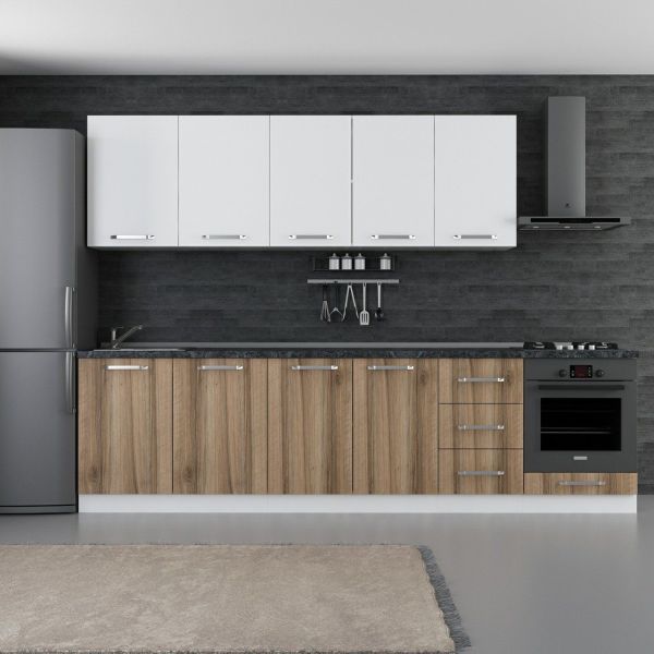 Minar 295 Cm White Kitchen Cabinet Dore 295-D3