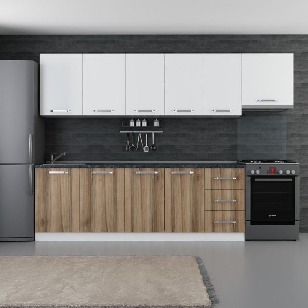 Minar 295 Cm White Kitchen Cabinet Dore 295-D4