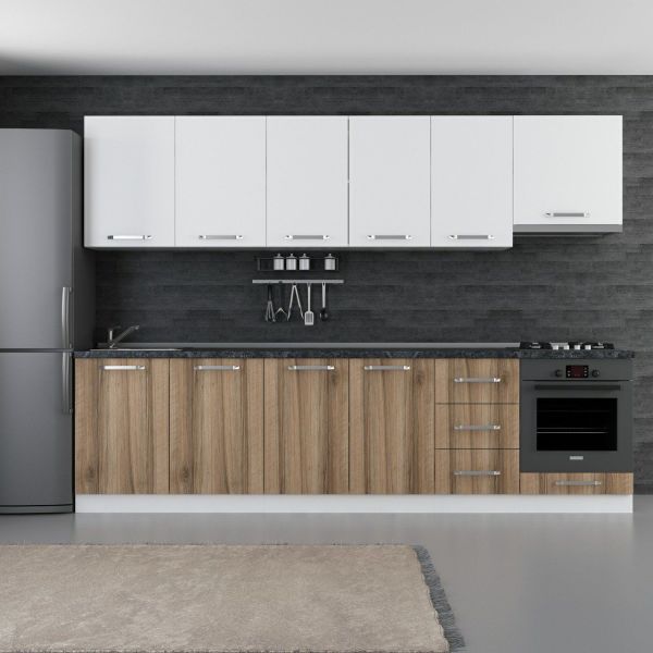 Minar 295 Cm White Kitchen Cabinet Dore 295-D5