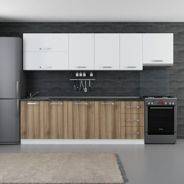 Minar 295 Cm White Kitchen Cabinet Dore 295-D7