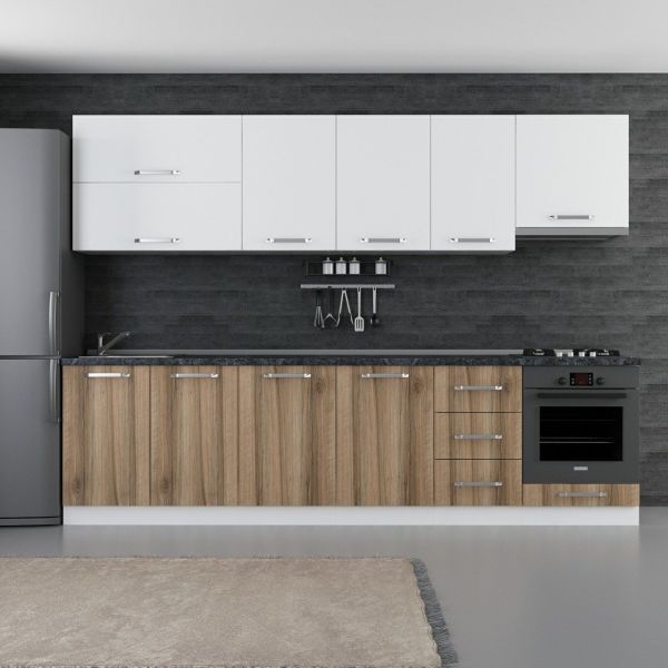 Minar 295 Cm White Kitchen Cabinet Dore 295-D8