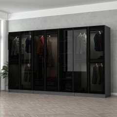 Minar Kale 7 Glass Door 2 Drawer Cabinet - Anthracite/Black