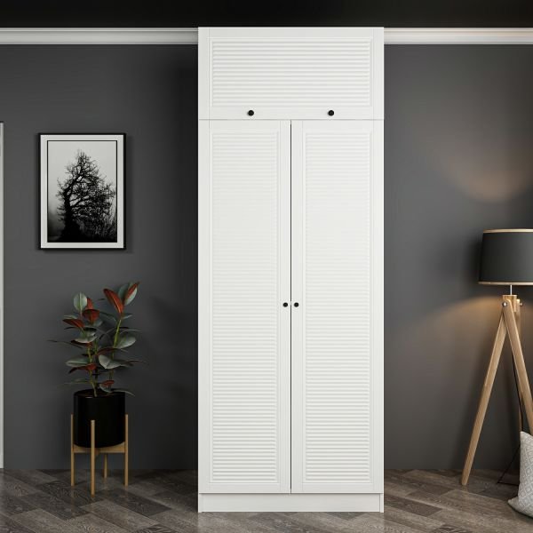 Minar Kale 2 Membrane Shutter Door Wardrobe And Wardrobe White