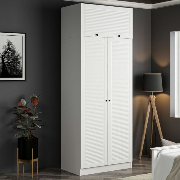 Minar Kale 2 Membrane Shutter Door Wardrobe And Wardrobe White