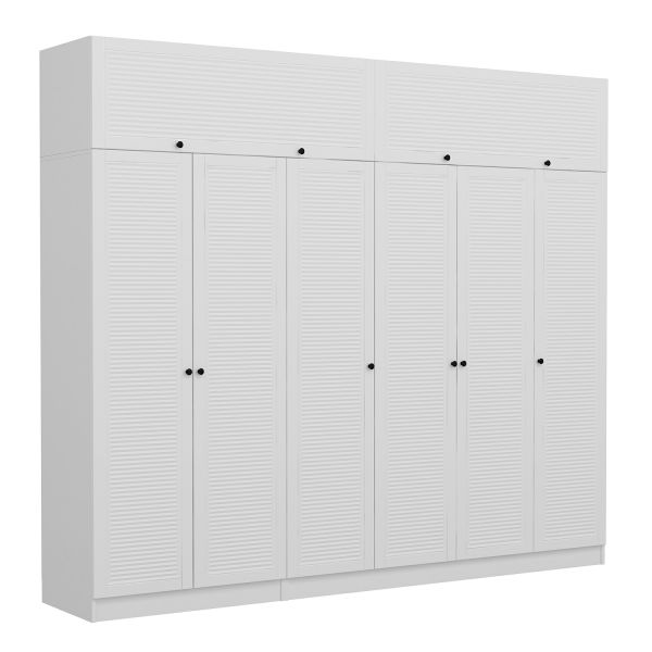 Minar Kale 6 Membrane Shutter Covered 2 Drawer Cabinet And Wardrobe White