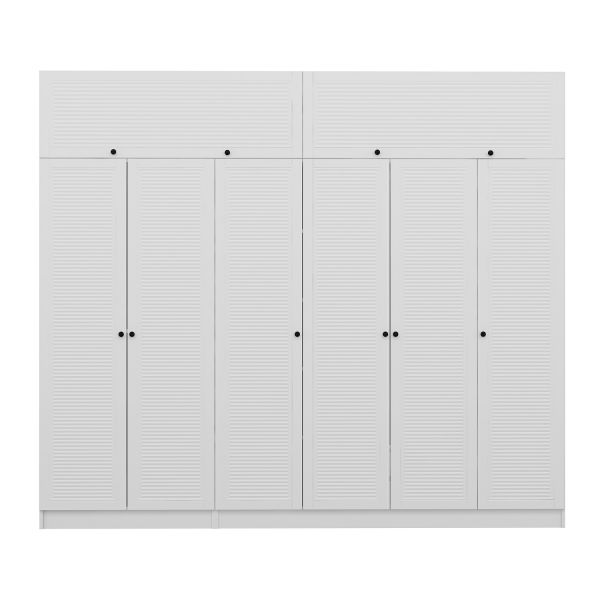 Minar Kale 6 Membrane Shutter Covered 2 Drawer Cabinet And Wardrobe White