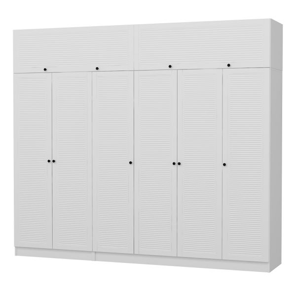 Minar Kale 6 Membrane Shutter Covered 2 Drawer Cabinet And Wardrobe White