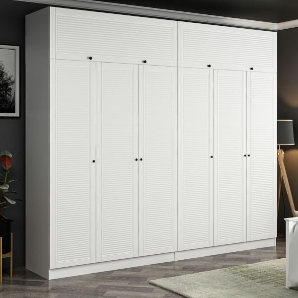 Minar Kale 6 Membrane Shutter Covered 4 Drawer Cabinet And Wardrobe White