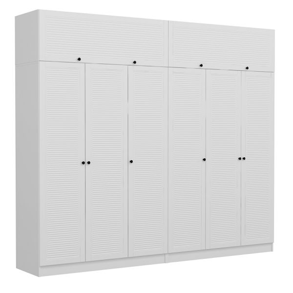 Minar Kale 6 Membrane Shutter Covered 4 Drawer Cabinet And Wardrobe White