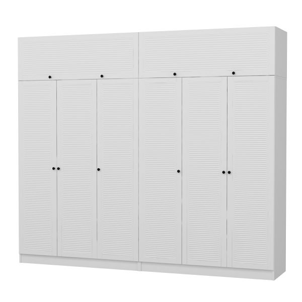 Minar Kale 6 Membrane Shutter Covered 4 Drawer Cabinet And Wardrobe White